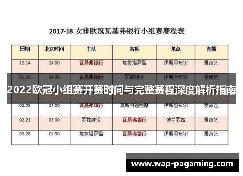 2022欧冠小组赛开赛时间与完整赛程深度解析指南